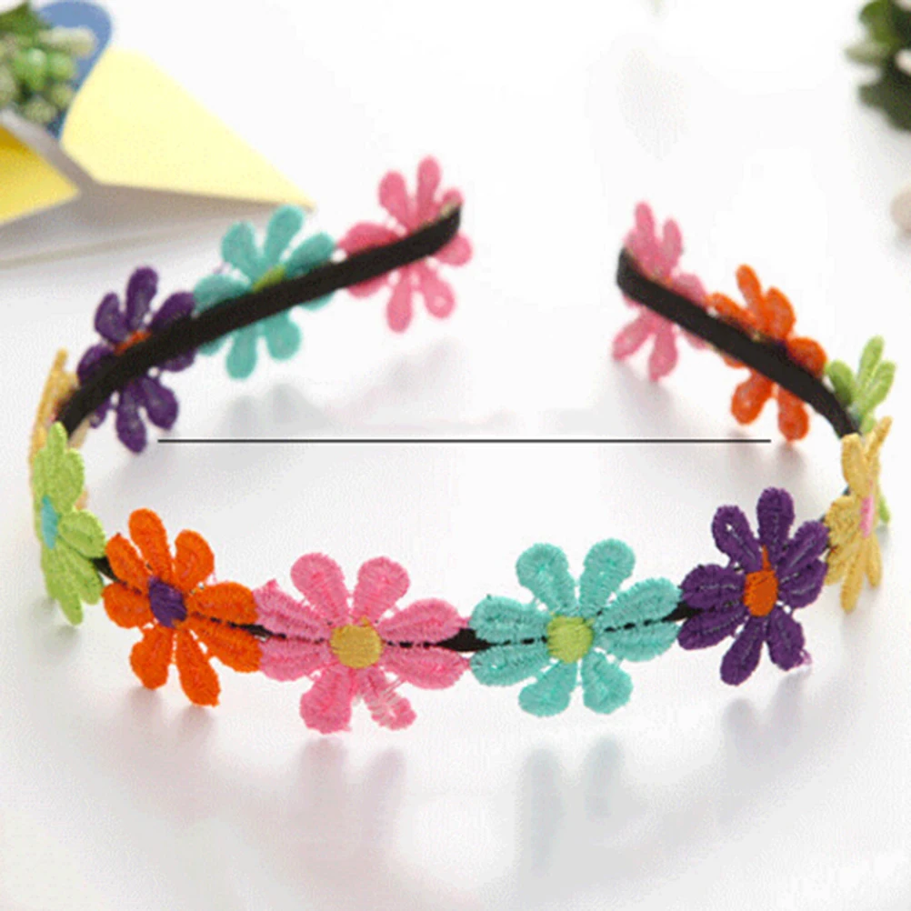 

Baby Headwear colourful flower hair lace band metal Kawaii Baby girl sunflower headband children Hair Accessories
