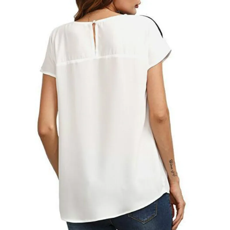 Женские летние рубашки 2020 новые модные трехцветные Шифоновые Топы в стиле