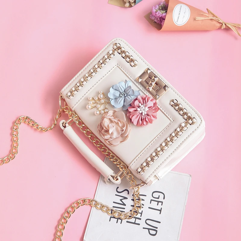 Миниатюрные женские сумочки сумки на цепочке с цветами от известного бренда