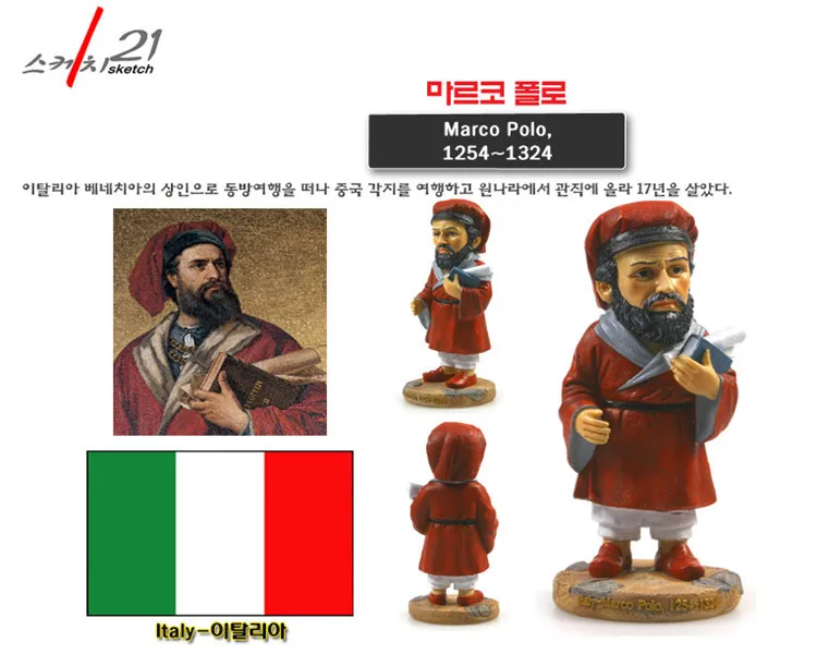 Статуэтка Марко Поло из смолы ручной работы итальянская фигурка знаменитостей