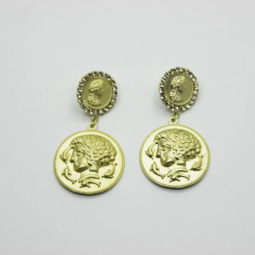 2018 Новые Модные Винтажные серьги в стиле барокко Подиум круглая металлическая