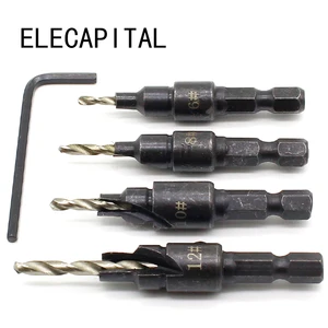 Набор быстросменных Сверл С шестигранным хвостовиком  6, 8, 10, 12, 4 шт.компл. винт из быстрорежущей стали