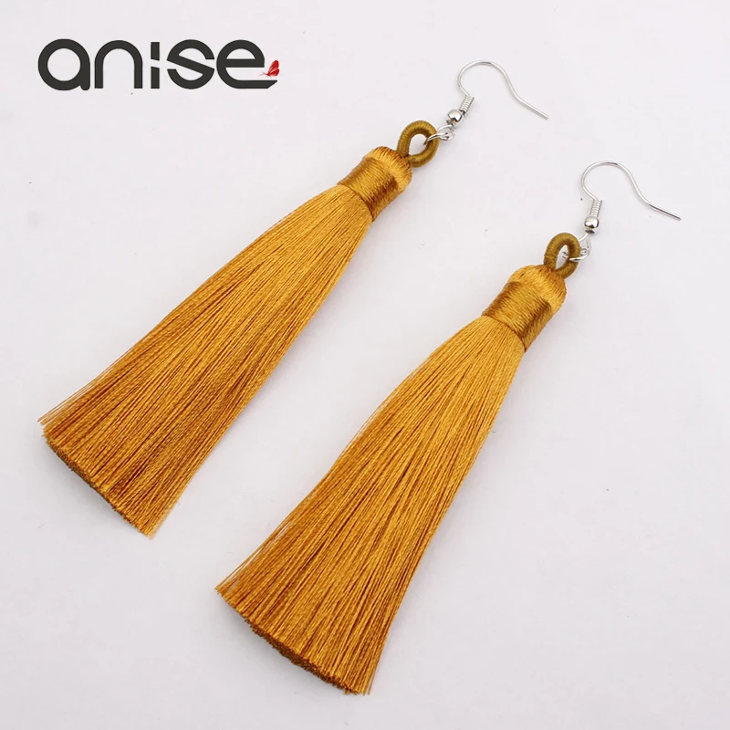 Женские Длинные Шелковые нитки Anise кисточки серьги для женщин модные Эффектные с
