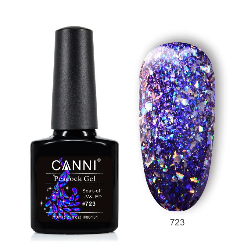 CANNI, новые продукты для ногтей, замачиваются, долговечная черная основа, Павлин, Гелевый лак, Звездные блестки для ногтей, Цветной Гель-лак - Цвет: 723