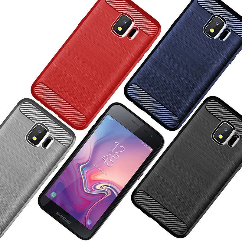Armor Case For Galaxy J2 Core 2018 Brushed Carbon Fiber Texture Soft Silicone Phone Back Cover SAMSUNG Pure Fundas |