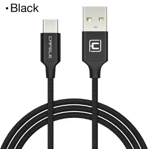 Black Cafele Тип USB c зарядный кабель для передачи данных Тип-C USB кабель для Xiaomi MI5S Mi6 One Plus 3 т 5 Huawei P9 Nexus 5X Meizu USB-C кабель - Цвет: Black