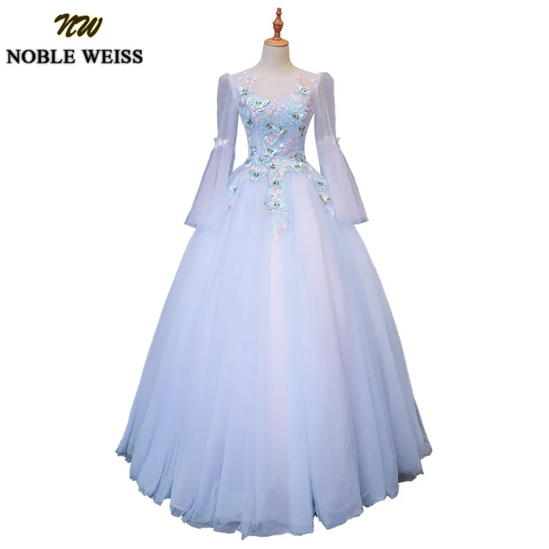 Благородный WEISS бальное платье Бальные платья с длинными рукавами Vestidos De 15 Anos