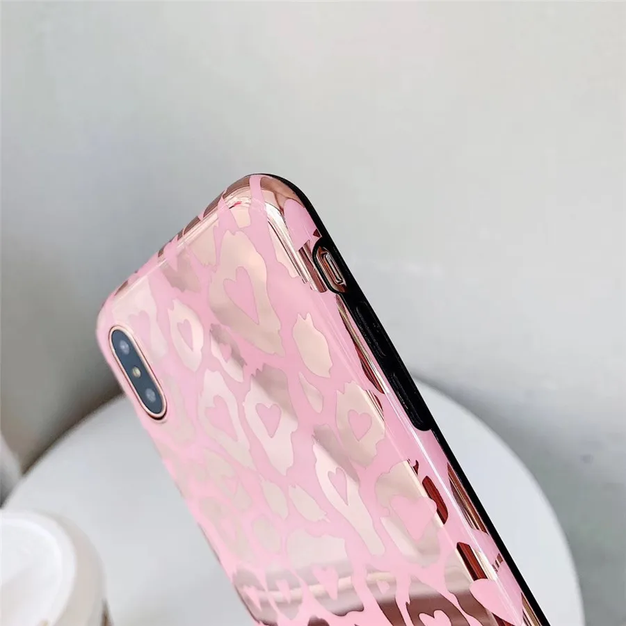 Чехол для iPhone XS Max XR X S отражающее зеркало Розовый леопардовый чехол 6 6S 7 8 Plus |