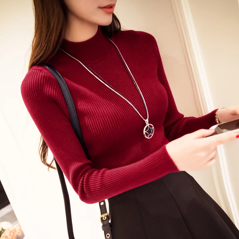 Knitted Turtleneck Sweater Women 2017 New Fashion Autumn Winter Long Sweaters Tops Women's Casual Crochet Turtlenecks | Женская