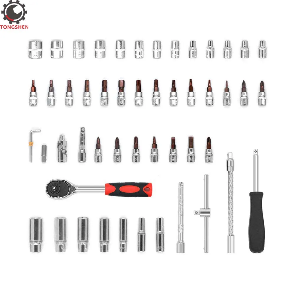 53pcs 1/4-Inch Car Auto Automobile Motorcycle Repair Tool Ratchet Wrench Drive Socket Set with Case and Pear Head | Инструменты
