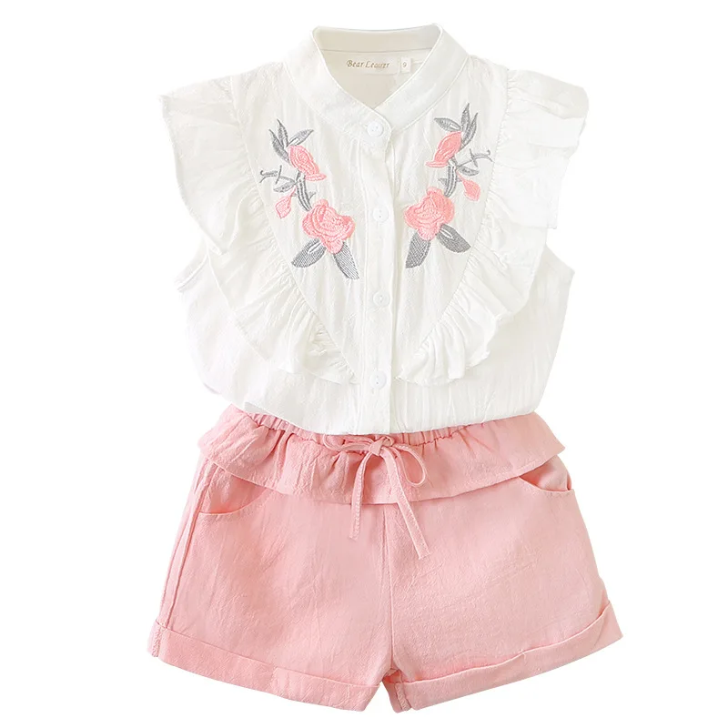 

Baby Girls Clothing Set Toddler Infant Kids Floral Blouses Shirt + Cotton Pants Short Trousers Twinset Children Outfits 2PCS Set