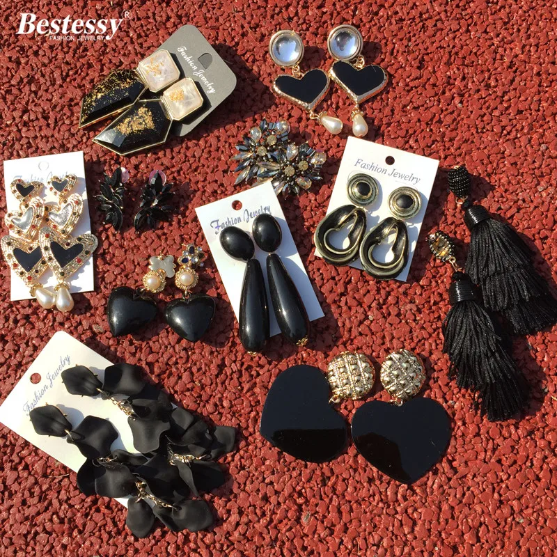 Женские Геометрические серьги Za длинные черные свадебные ручной работы 32