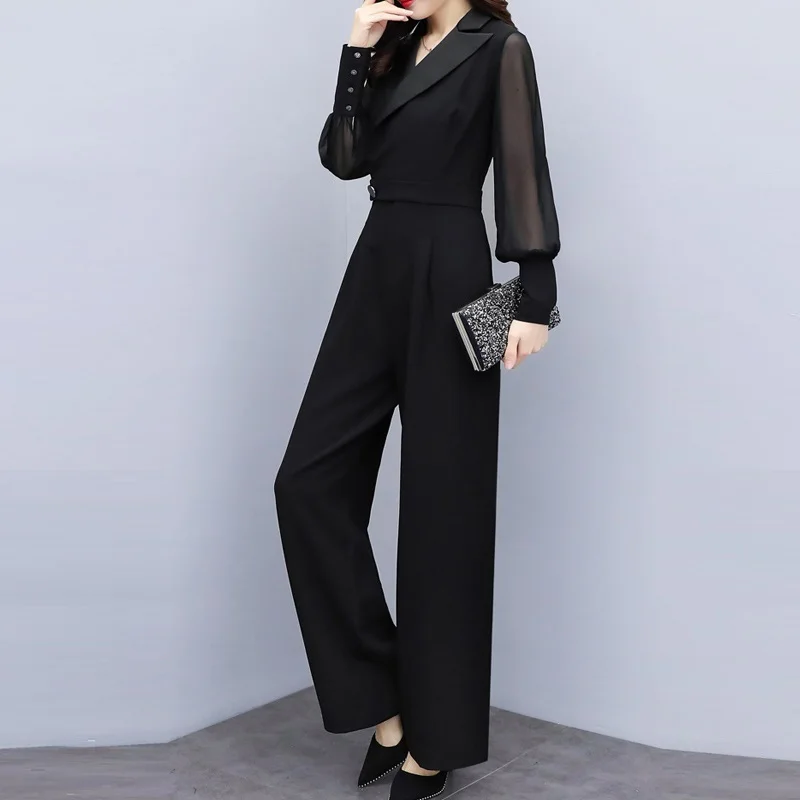 Женский комбинезон длинные штаны Элегантные Комбинезоны из белого шифона для