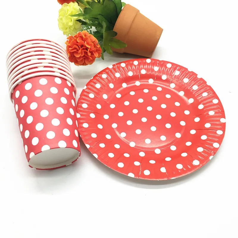 20 шт./лот чашки в горошек Детские принадлежности для дня рождения одноразовые