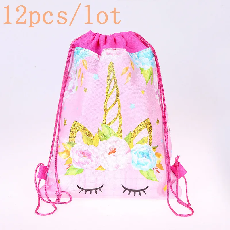 

12pcs/lot Unicorn Theme High Quality Portable Drawstring Bag Girl Travel Clothes Shoes Bag Christmas Gift Pouch Shopping Handbag