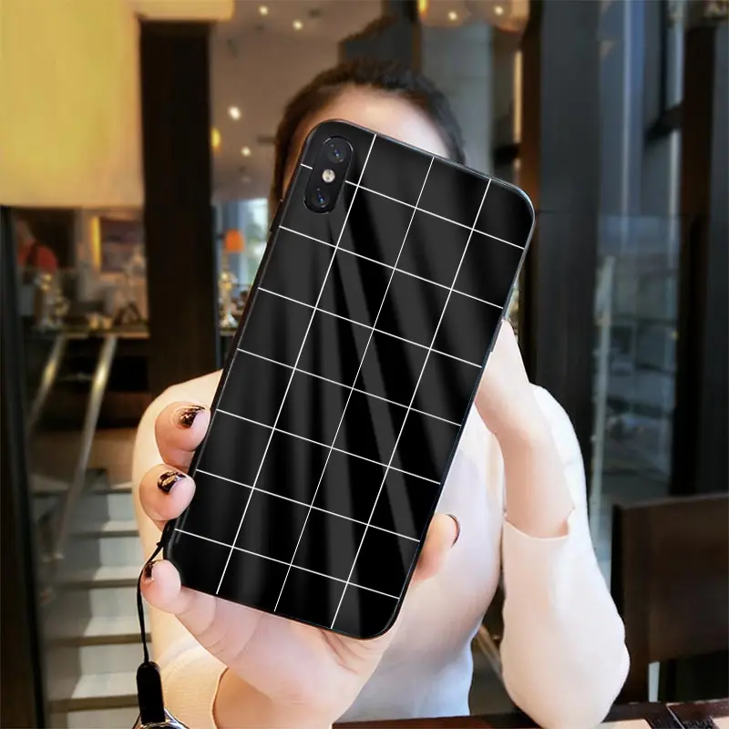 Простые Модные черные белые чехлы для телефонов с сеткой iPhone 7 8 6 6s plus X XR XS Max Samsung s8