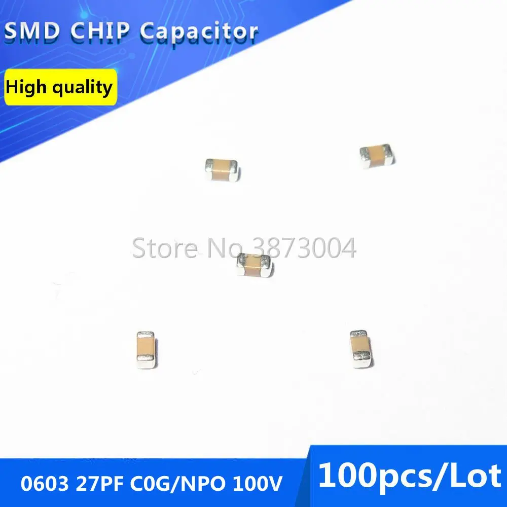 100 шт 0603 27PF C0G/NPO 100В 5% SMD чип конденсатор | Обустройство дома