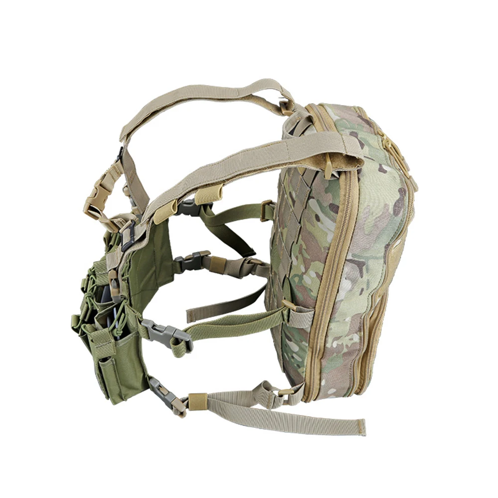 

Tactifans D3 Chest Rig Plate Carrier Tactical Vest With Rifle M4 5.56 AK Single Double Pistol Flapped GP Stuff Pouches Hunting