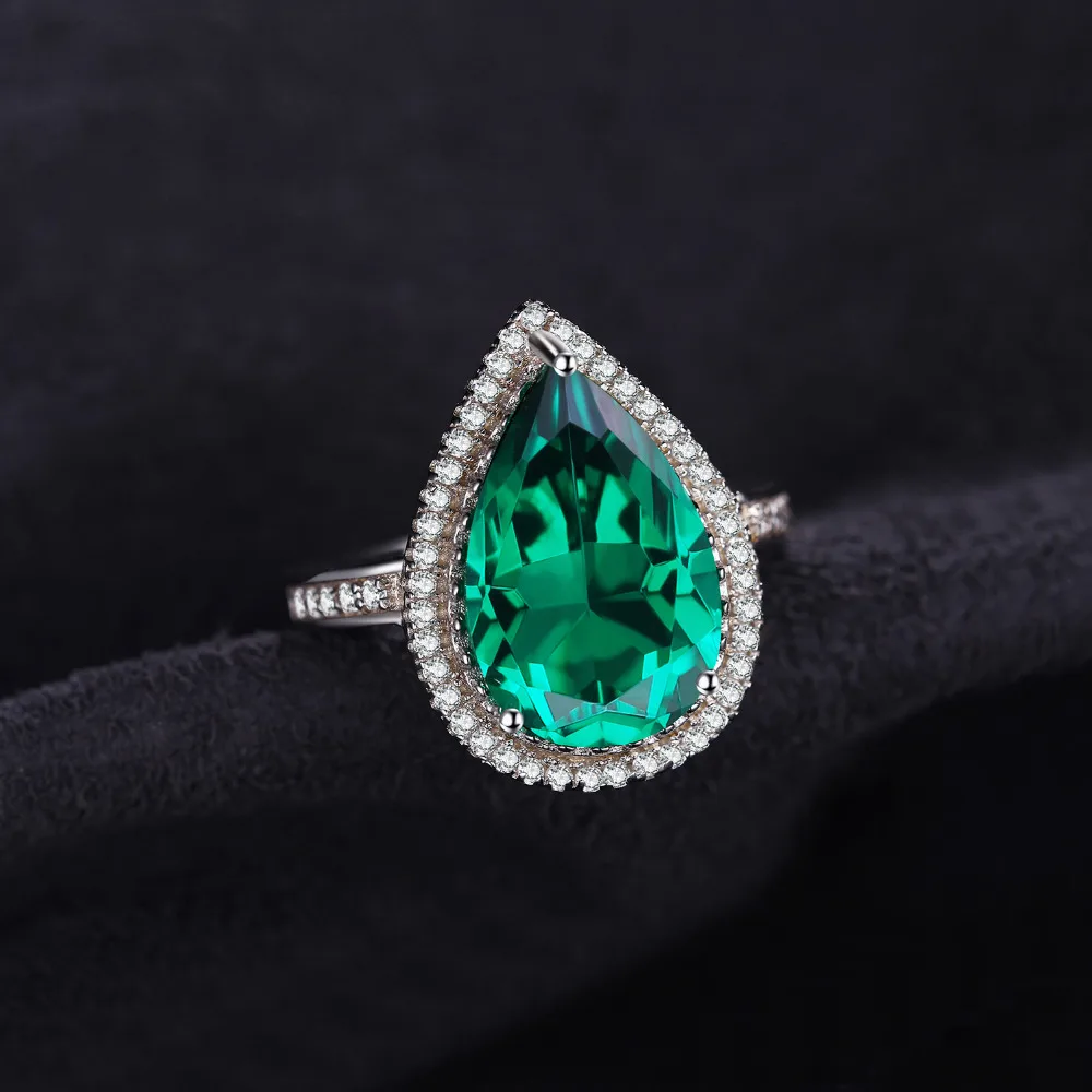 Jewelrypalace Роскошные Груша Cut 4.9ct создан ИЗУМРУД SOLID 925 серебро Обручение кольцо для