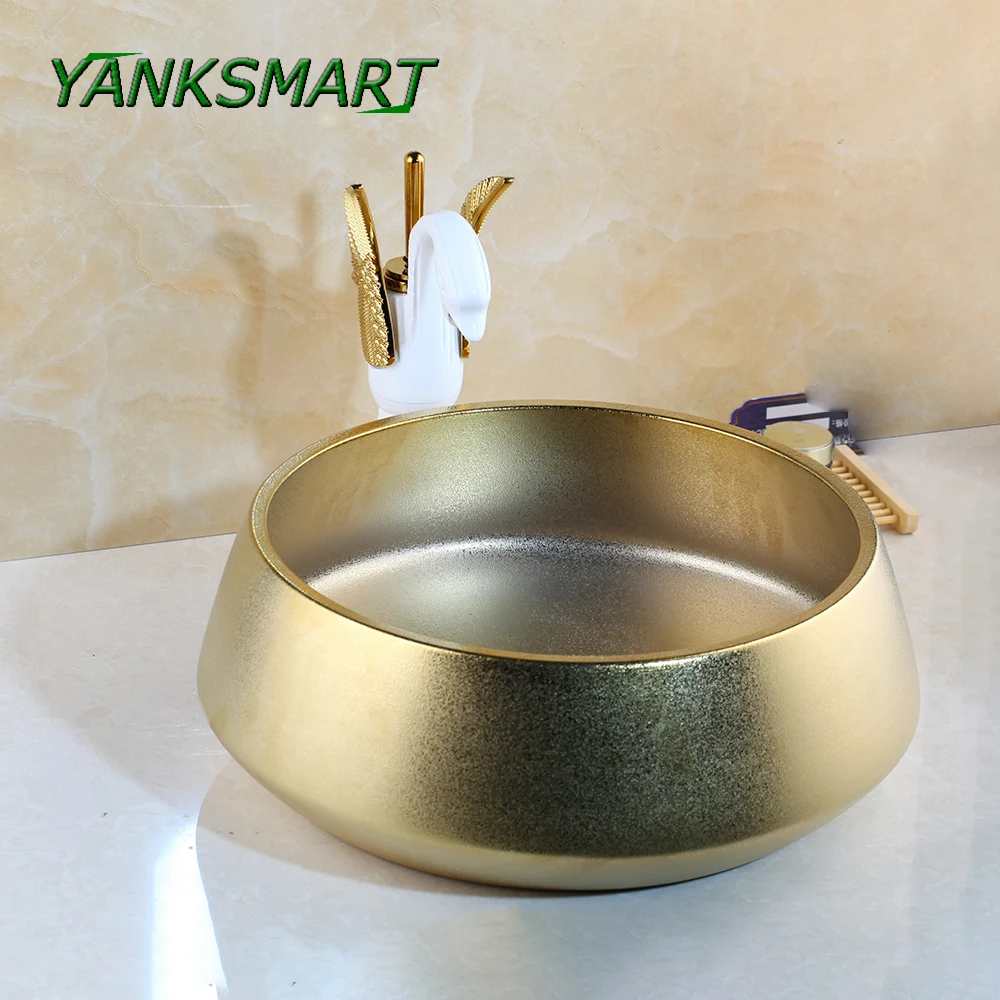 YANKSMART ванная комната уборная лебедь форма золотистая искусственная столешница