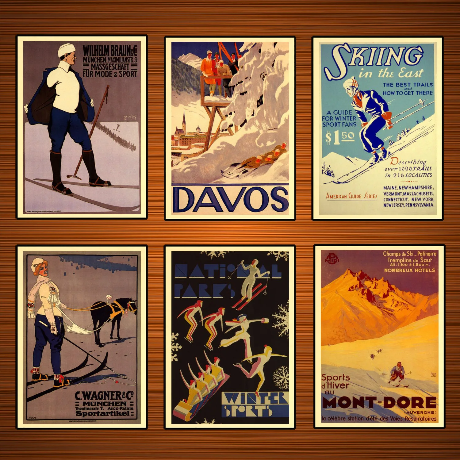 Винтажный постер для катания на лыжах спорта путешествий вагнер лыжные доски