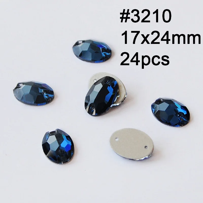 Oval 17X24mm 24pcs Смешанные Пришивные хрустальные стразы Rivoli Drop Монтана Швейные стеклянные стразы камни вышитые ткани аксессуары платье для одежды - Цвет: Oval 17X24mm 24pcs