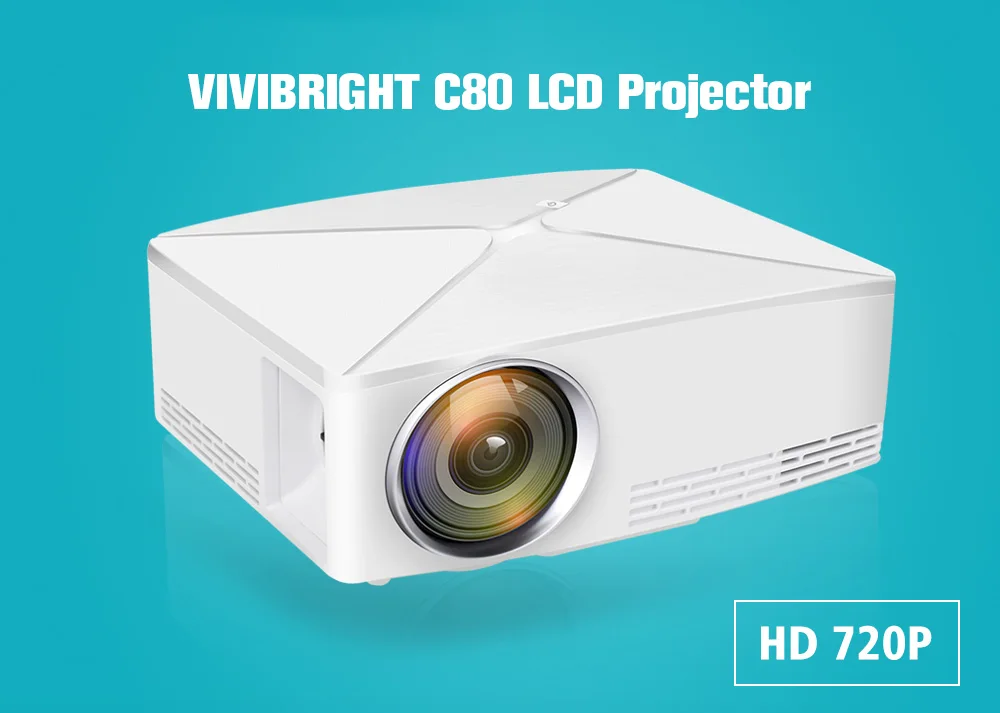 VIVIBRIGHT C80 ЖК-проектор домашний кинотеатр 1500 люмен 1280x720 P поддержка ПК/ноутбука/планшета/смартфона/USB портативный проектор