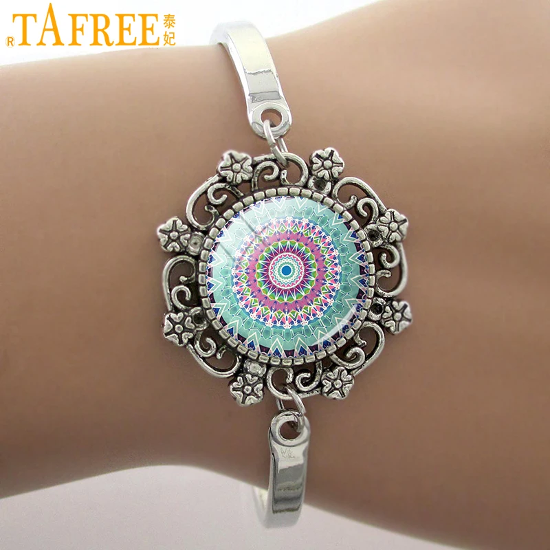 Стеклянный кабошон TAFREE ручной работы геометрический священный браслет Хиппи