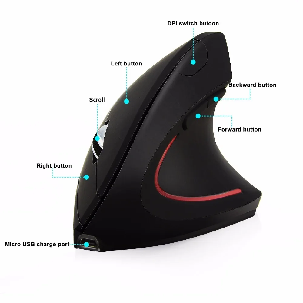 Мышь Компьютерная CHUYI Беспроводная вертикальная 1600 DPI USB | Компьютеры и офис