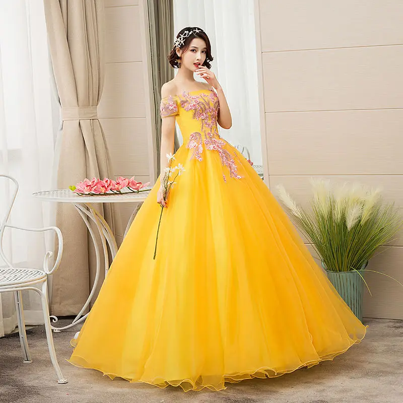 Quinceanera/платья Новинка 2021 года Золотые кружевные платья с открытыми плечами 15 Anos