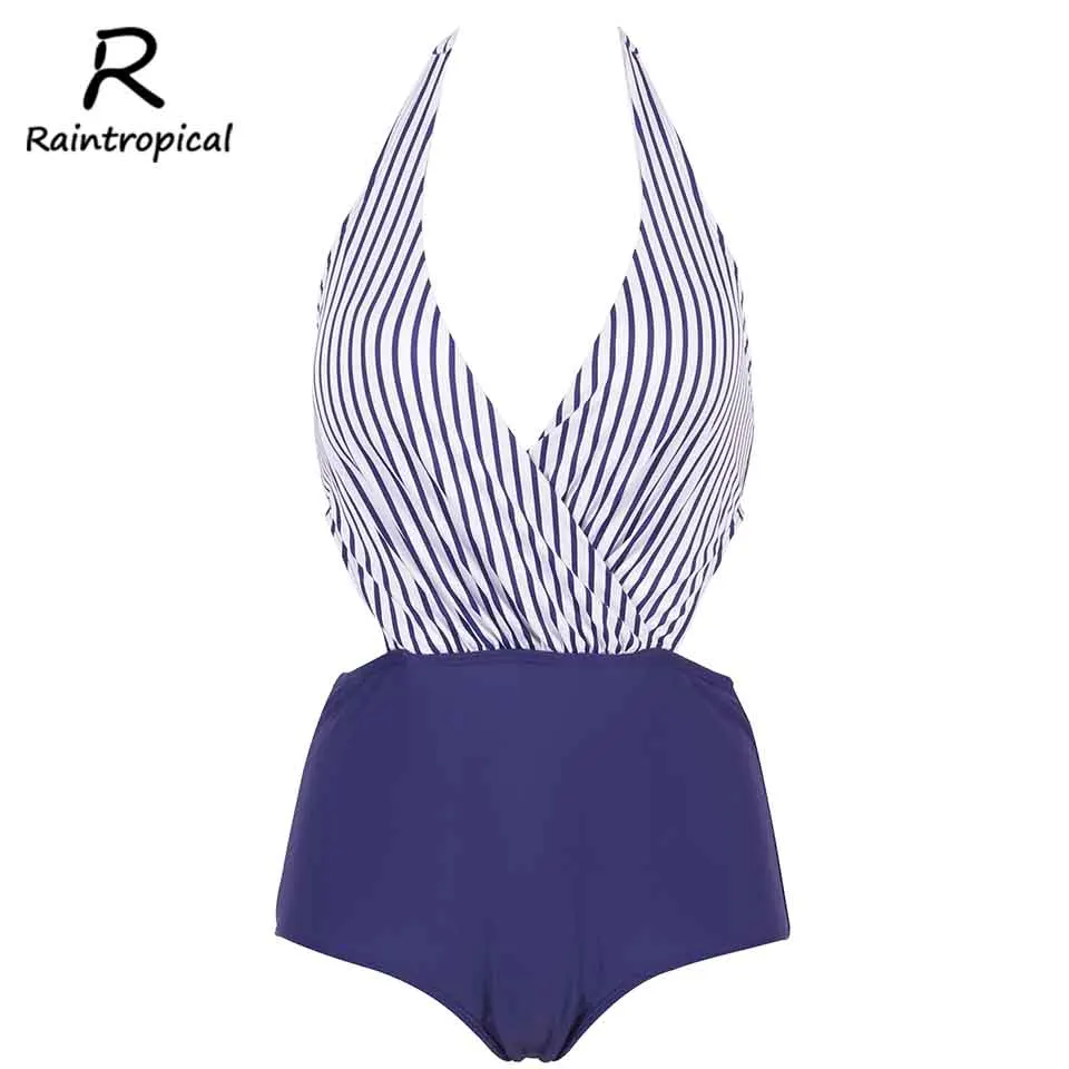 Новый слитный купальник rainтропический женский сексуальный Однотонный купальный