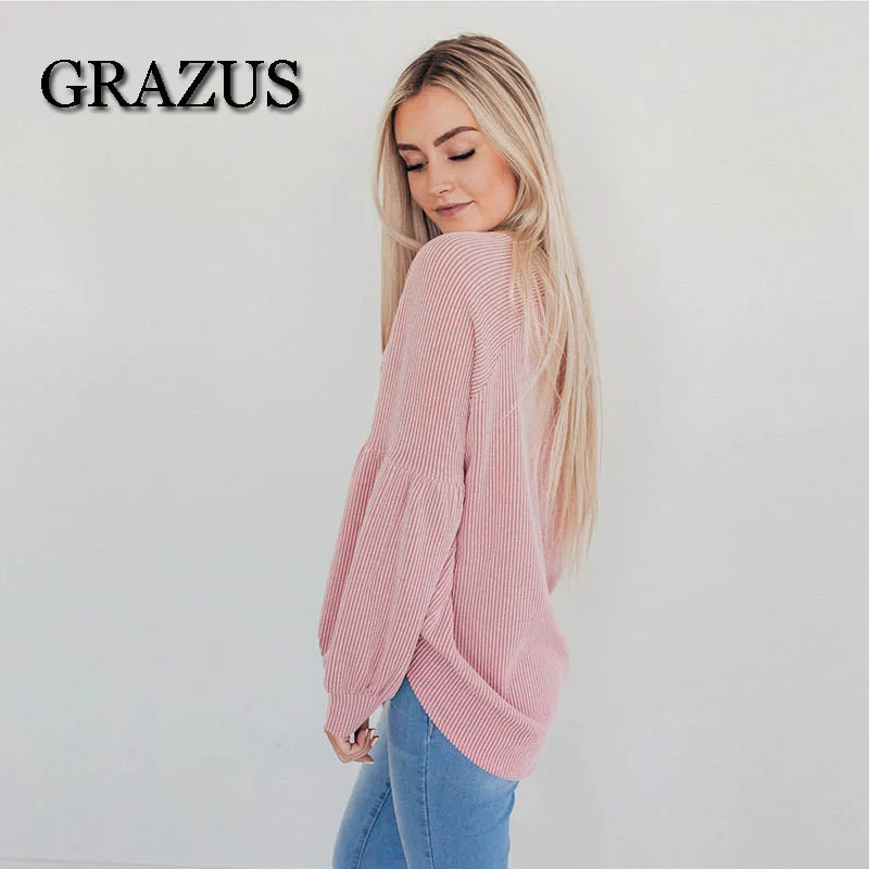 Grazus Casual Loose Women Sweatwear 2018 Autumn Winter O-Neck Long Sleeve Pullovers For Womens Fashion Solid Hoodies Tops | Женская