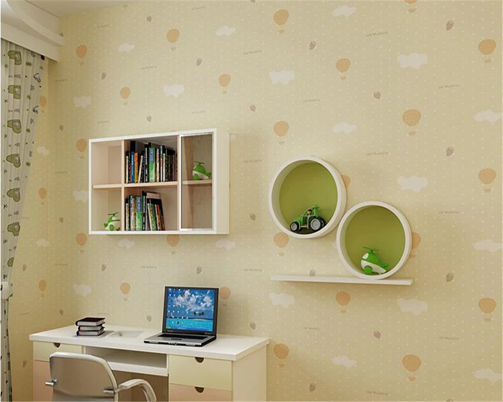 

beibehang Eco-friendly non-woven high-end plant fiber warm cartoon children's room blue sky and white balloon 3d wallpaper volum