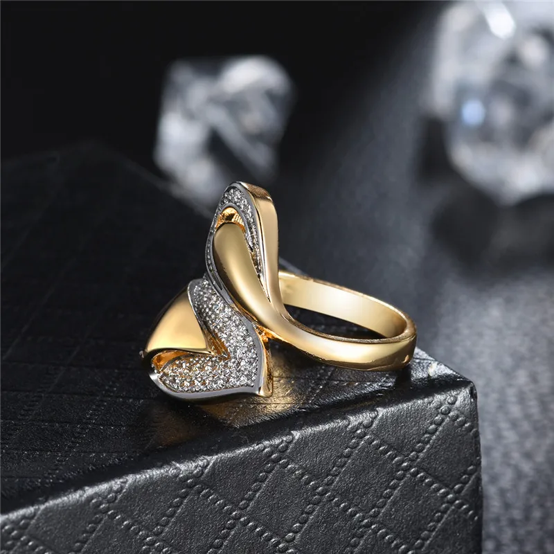 Женское кольцо с фианитом XIAGAO модное дизайнерское золотого цвета кристаллом