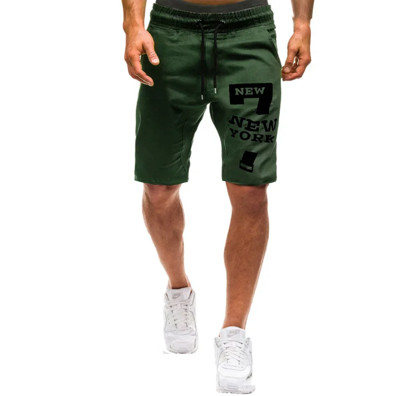 Мужские шорты с буквенным принтом летние свободные бриджи цвета хаки серый