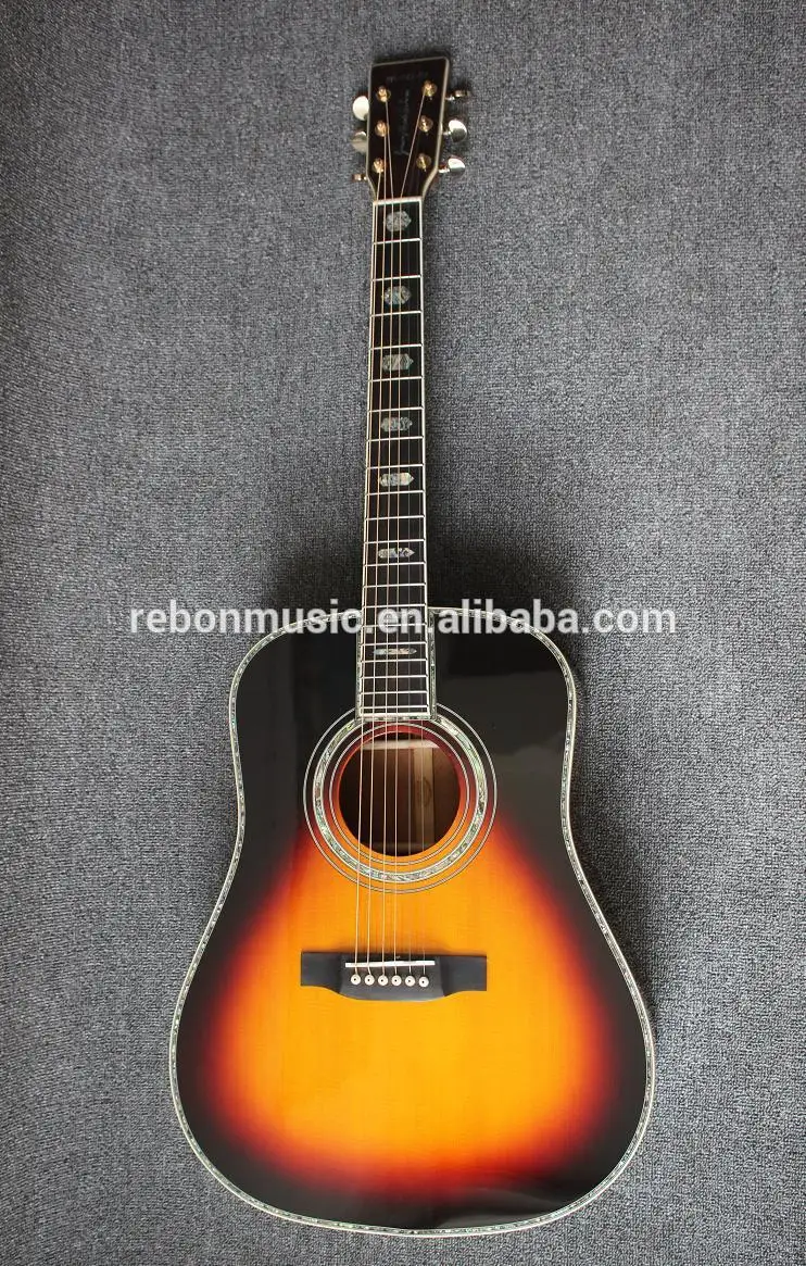 

Weifang Rebon 41 inch all solid spruce&mahogany wood acoustic electric guitar with fishman EQ