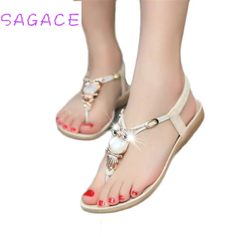 Женские сандалии со стразами SAGACE розовые с совами на ремешке пляжная обувь для