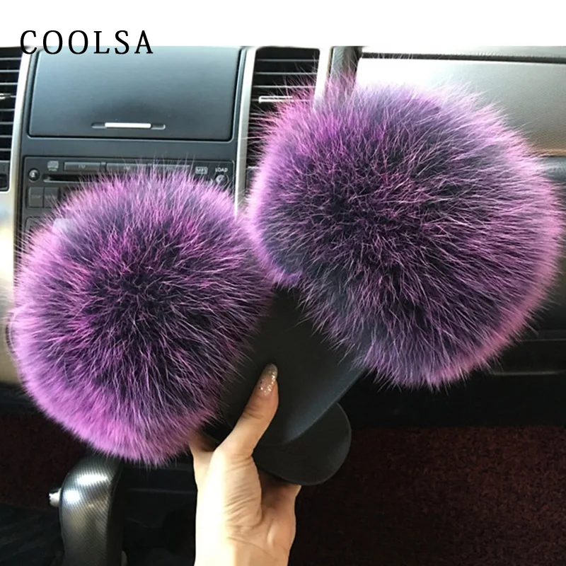 Новинка женские меховые шлепанцы сланцы из пушистого лисьего меха дизайнерские