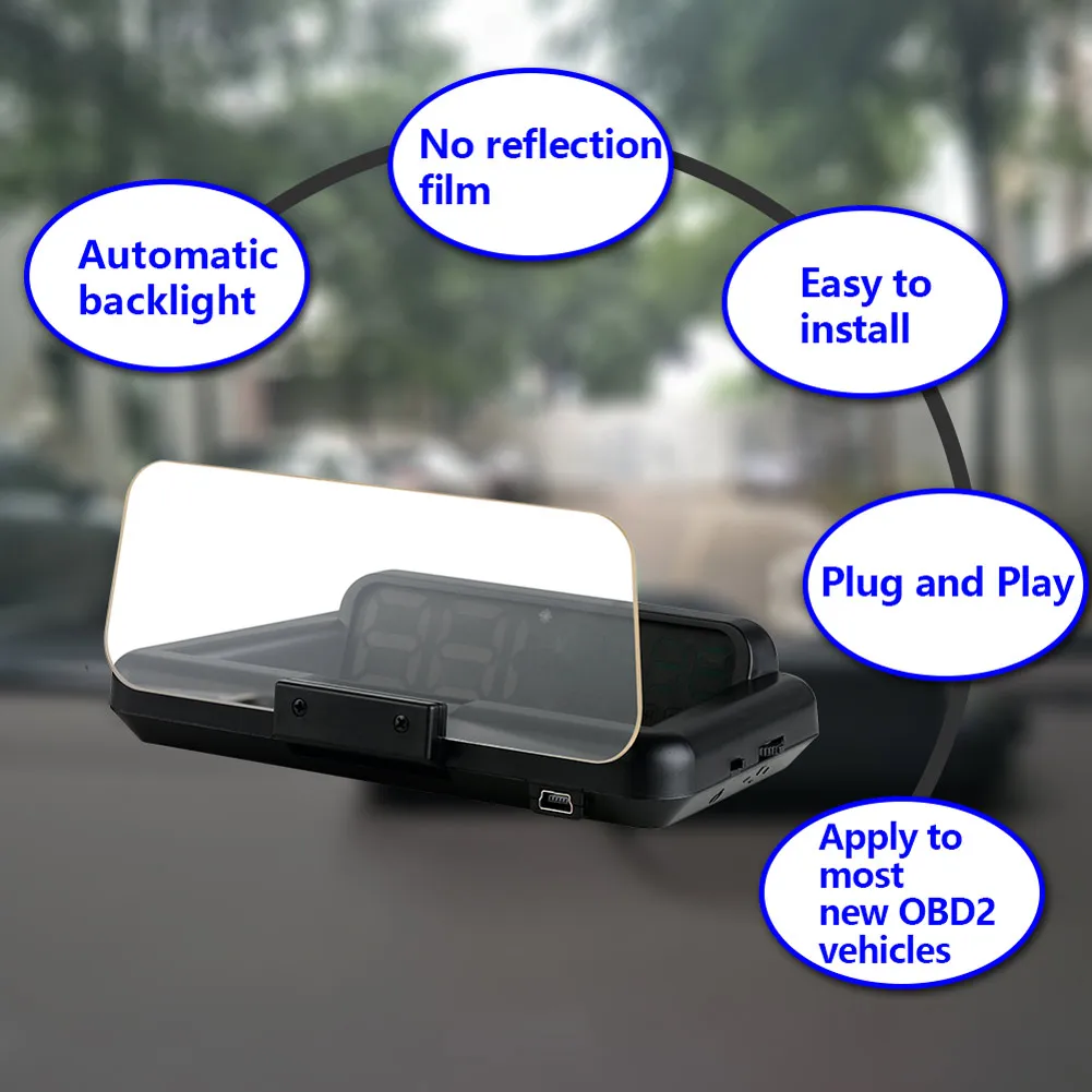 C500 OBD2 HUD Дисплей с зеркалом цифровой автомобильный скоростной проектор