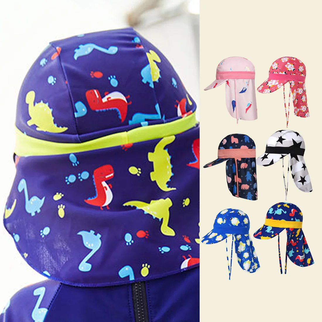 

2018 Hot New Summer Children Cartoon Swimming Cap Swim Beach Sun Hats Sun Protection Waterproof Boys Girls Children Outdoor Hat