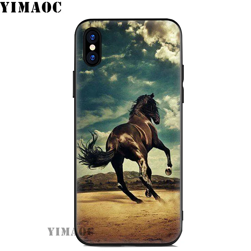 YIMAOC Horse Running Art Soft Silicone Case for iPhone 11 Pro Xr Xs Max X or 10 8 7 6 6S Plus 5 5S SE Cover |