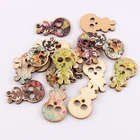 50 шт., деревянные пуговицы с двумя отверстиями, 19 х30 мм