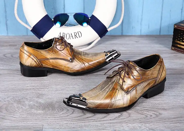 Модельные туфли мужские туфли-оксфорды без шнуровки с острым металлическим