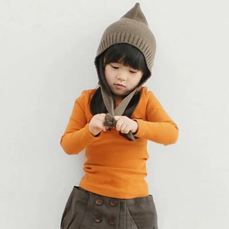 Футболка с длинным рукавом круглым вырезом и карманами|girls shirts|girls longingboys long sleeve tee