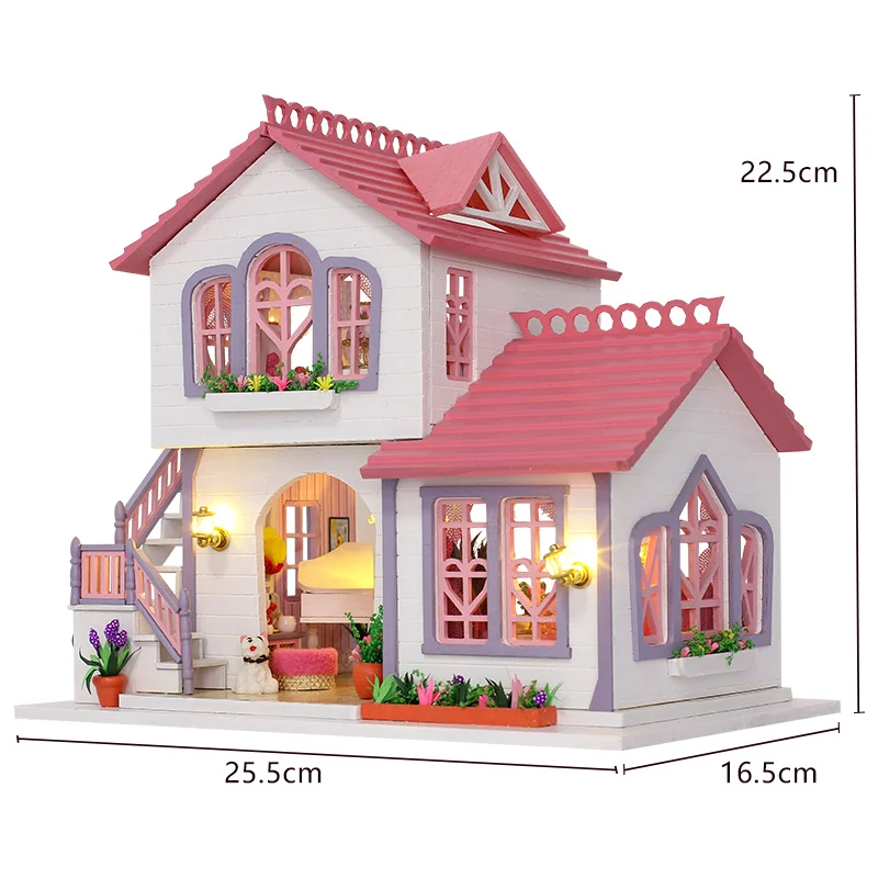 

Hot Sale DIY Doll House Wooden Miniatura dollhouse Miniature Doll House With Furniture Kit Villa Toys for children girl