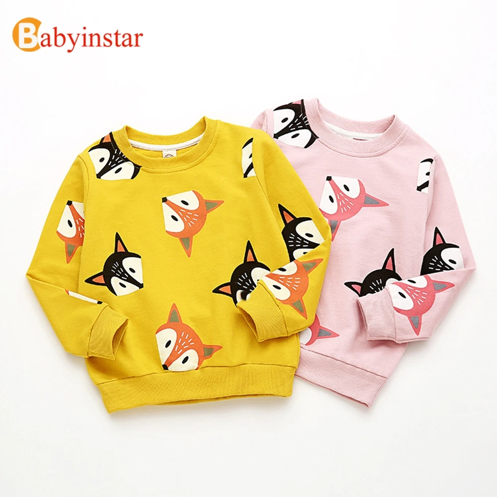 Babyinstar/2018 г. Новинка полностью печатных мультфильм лиса узор пуловер свитер