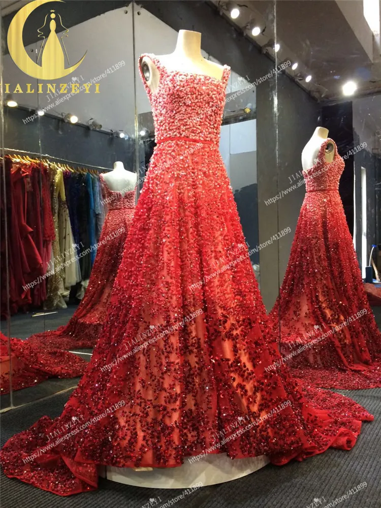 Rhine 100% Real Picture Sexy Full Luxury Bead Sequins High Fashion A-line New Arrival Dress for Party Formal Dress Evening Dress