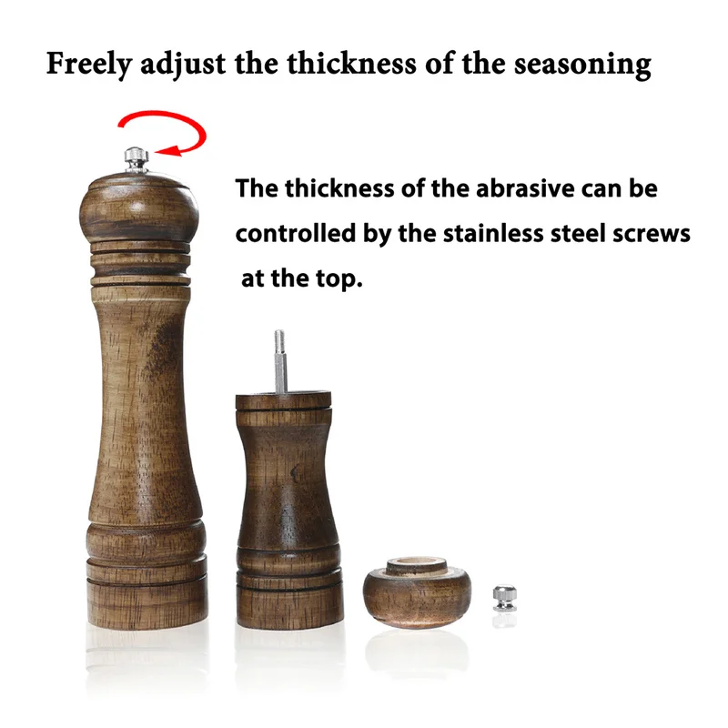 Мельница для соли и перца деревянная мельница из твердого с сильным регулируемым