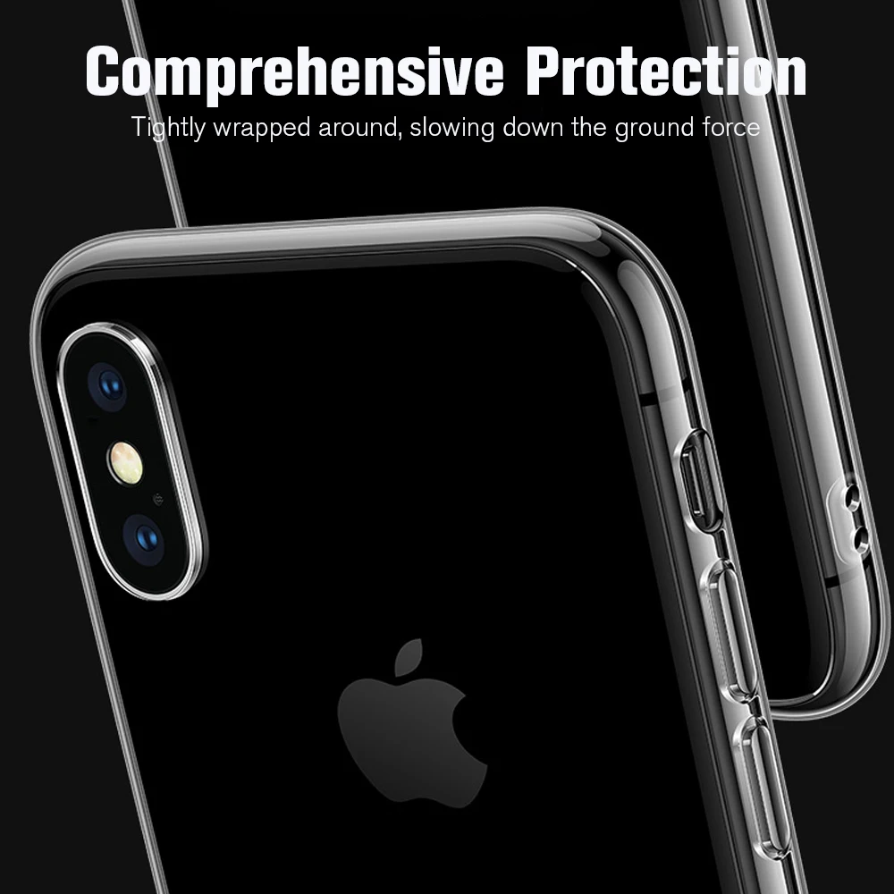 Мягкий ультра тонкий чехол для iPhone 7 8 Plus XS Max XR X Жесткий ПК гладкий прозрачный 6 6s