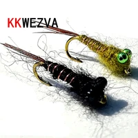 kkwezva 20pcs chain bead copper wire material for larva fly fishing fly for trout fishing nymphing artificial insect bait lure